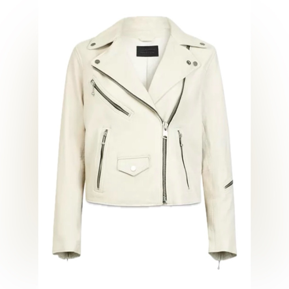 All Saints Riley Leather Biker Jacket - Picture 6 of 12